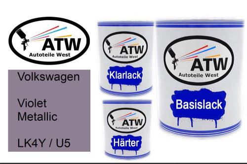 Volkswagen, Violet Metallic, LK4Y / U5: 1L Lackdose + 1L Klarlack + 500ml Härter - Set, von ATW Autoteile West.